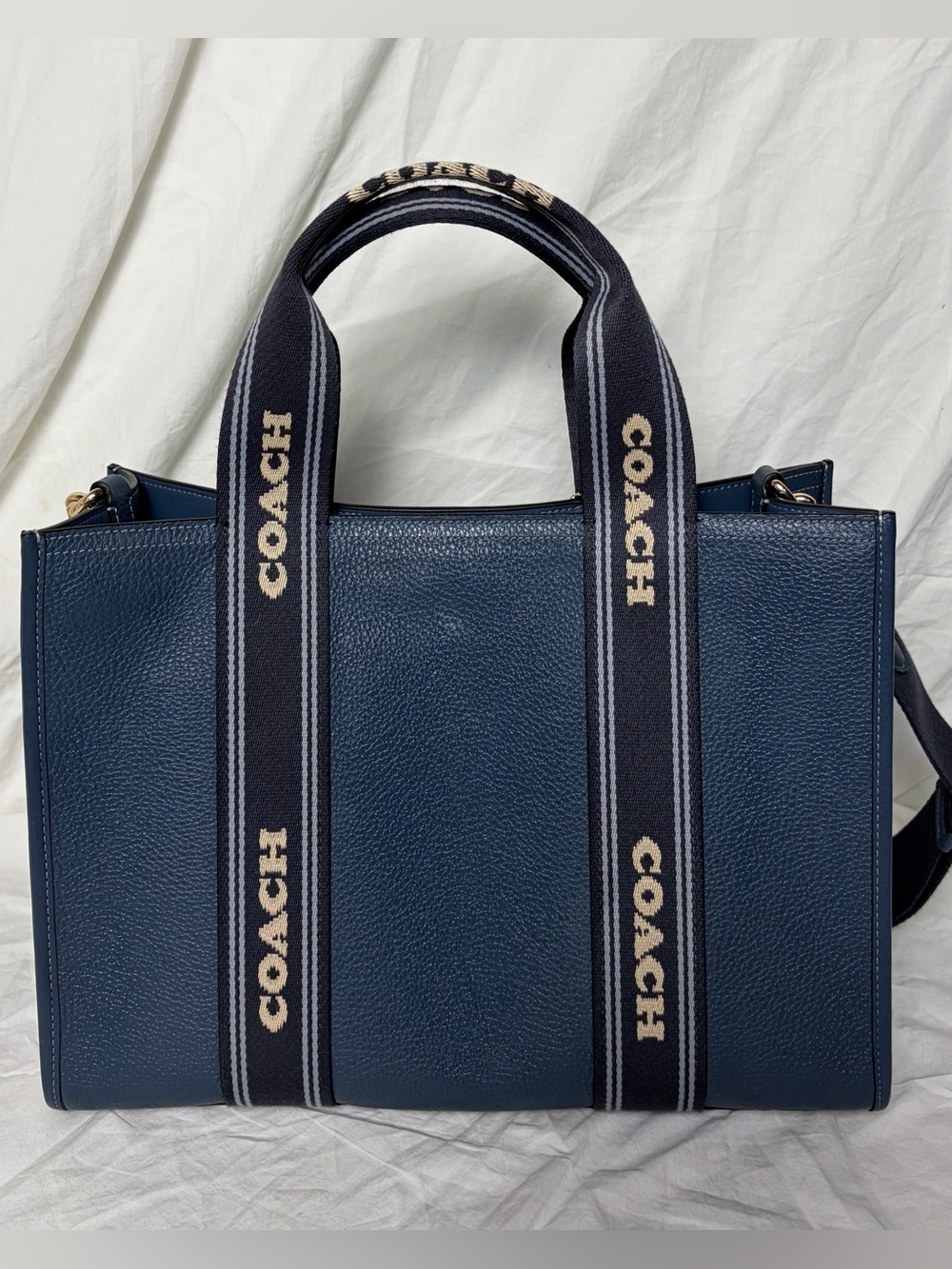 Coach Smith Tote Blue Pebbled Leather Logo Strap - CBM10 - Picture 5 of 10